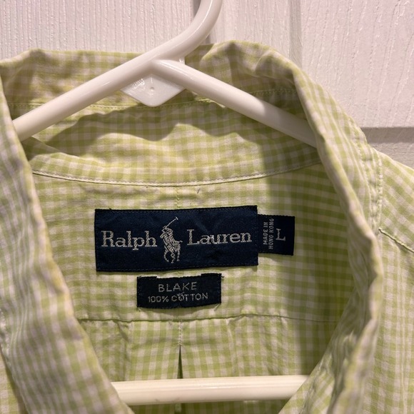 Ralph Lauren Blake Mens Large Green Gingham Check Short Sleeve Button Down Shirt - Picture 3 of 6